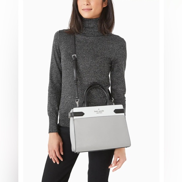 ♠️ kate spade Staci Saffiano Colorblock Medium Satchel Crossbody Bag, Gray Multi - Picture 16 of 16